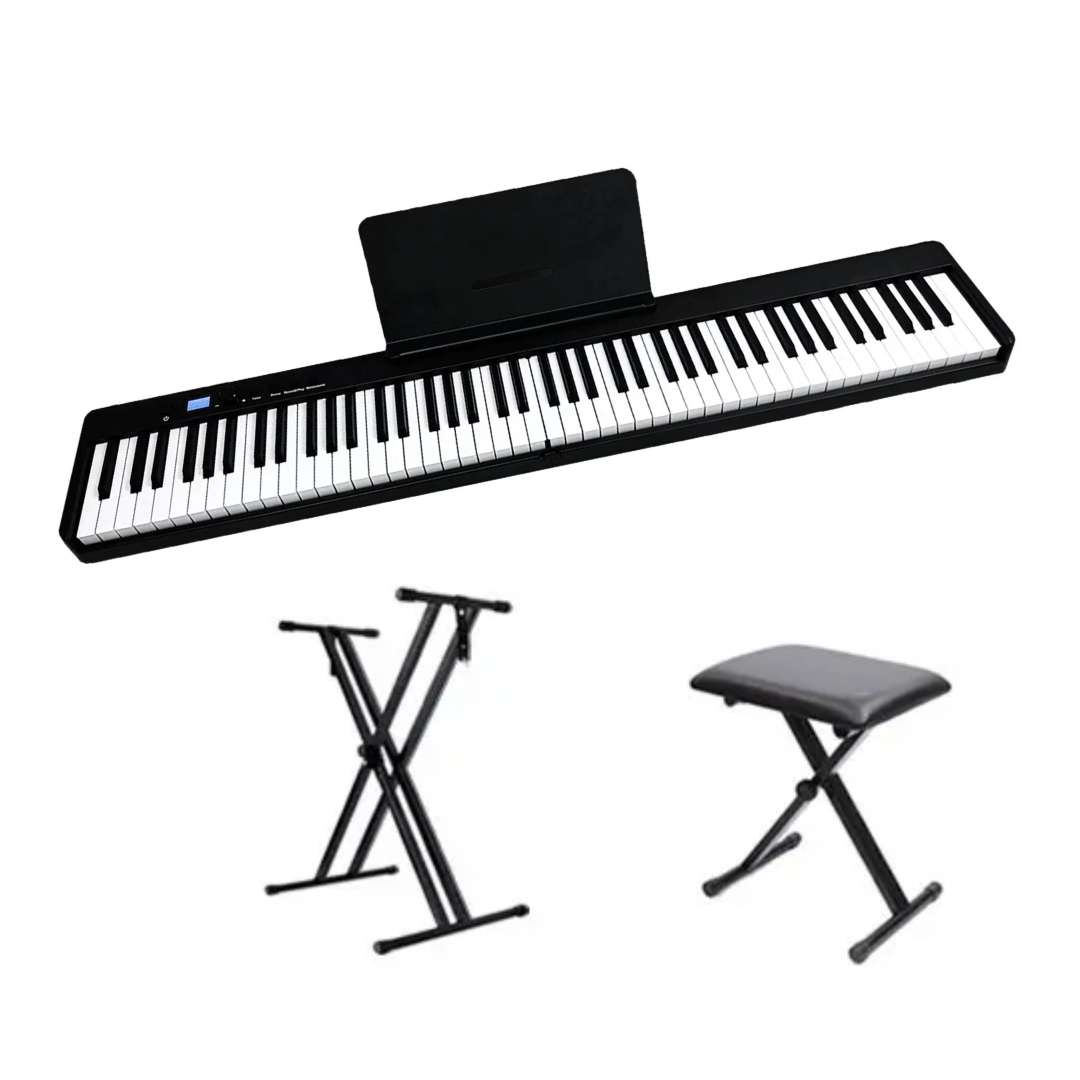N Audio Piano 88-Keys Digital Electronic Piano with Bluetooth App, Stand & Stool